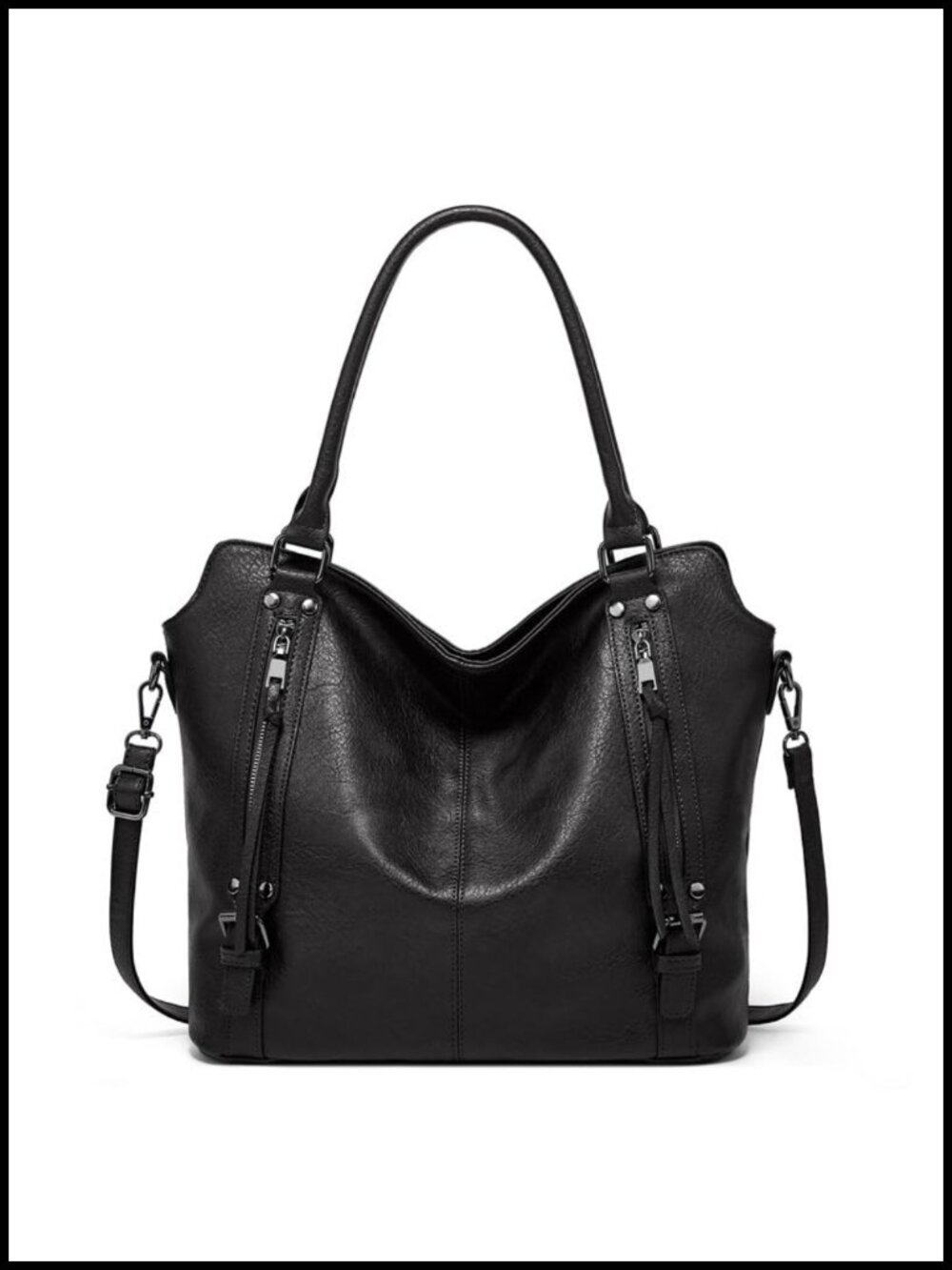 Twievo PU Leather Hobo Tote Bag with Wristlet Crossbody Shoulder Handbag